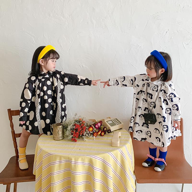 2026 Spring Korean Style Girls' Polka Dot Cotton Dress – Stylish, Loose Children's Clothing