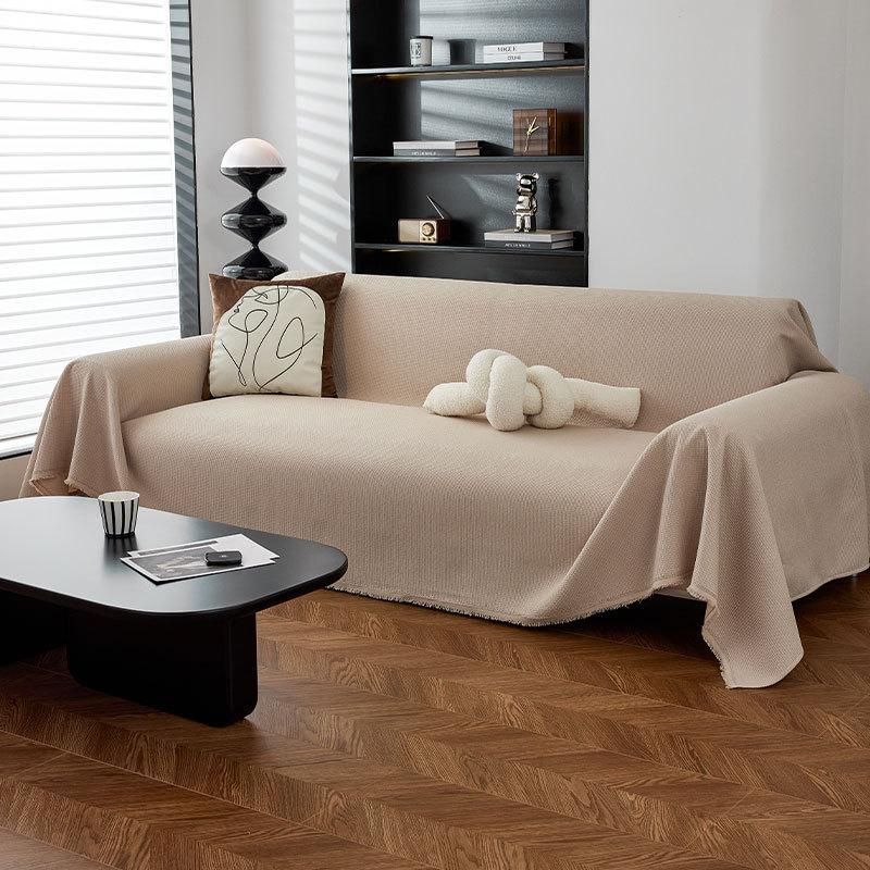 Sofa Cover Waterproof Slipcover Four Seasons Universal Solid Color Waffle Sofa Cover Blanket