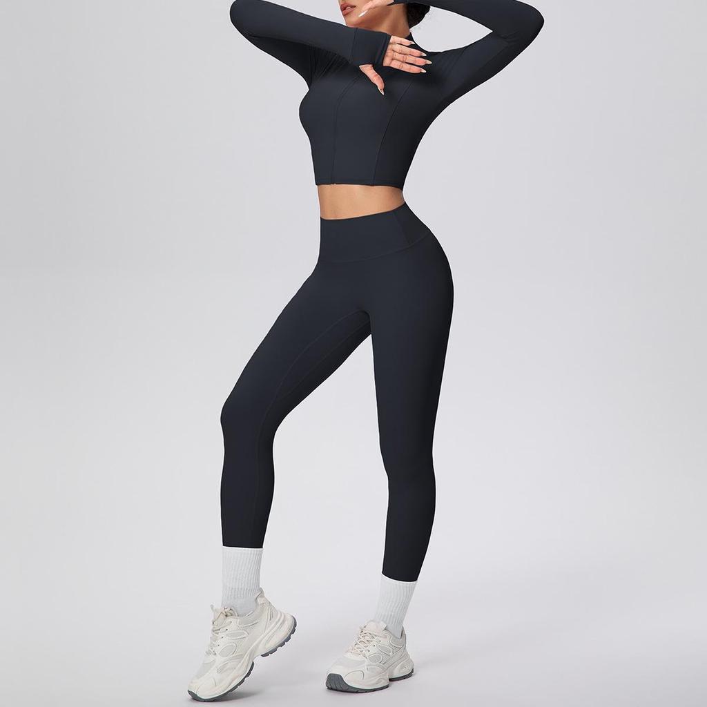 Damen Wolkenartiges Yoga-Anzug-Set: Crop Top & High-Waist Leggings - Schnelltrocknend, Outdoor Laufen & Fitnessbekleidung Zweiteilig