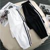 Women's Ice Silk Nine-Point Sports Pants: Summer Thin, Striped, Loose, Cuffed, Anti-Mosquito, Cool, Trendy Casual Wear