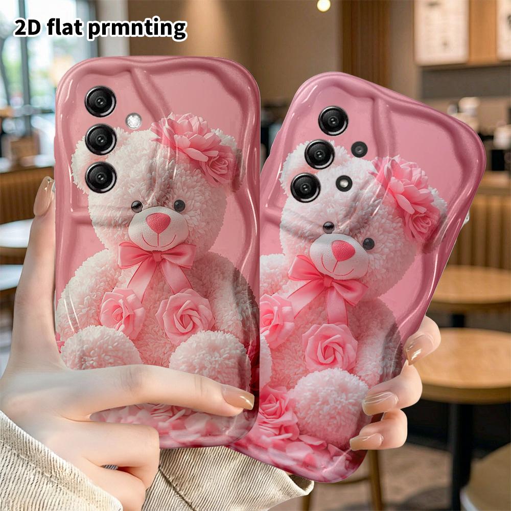 Phone Case: 2D Flat Samsung Galaxy A34 A35 M05 M06 S20 S22 S21 FE Plus 5G Protective Case, Plush Rose Teddy Bear, Christmas and Halloween Gift