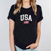 Sommer Flaggenbedrucktes reines Baumwoll-Kurzarm-Oberteil Lässig Vielseitig Locker Rundhals Damen-T-Shirts Damen
