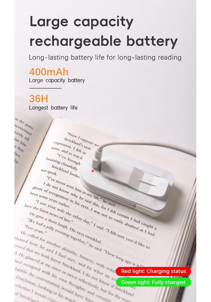 LED Eye Protection Clip-On Reading Light - Portable Mini Study Lamp for Bedside & Dorm.