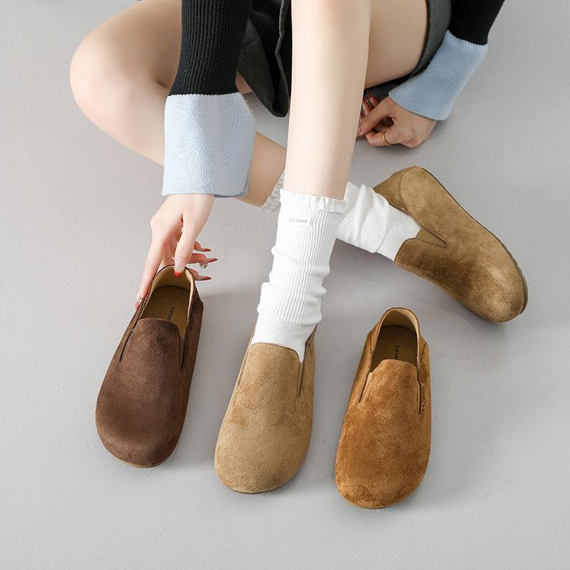 British style low-heeled small leather shoes 2025 autumn one-pedal comfortable loafers imitation leather deep-mouth single shoes women's casual wom
