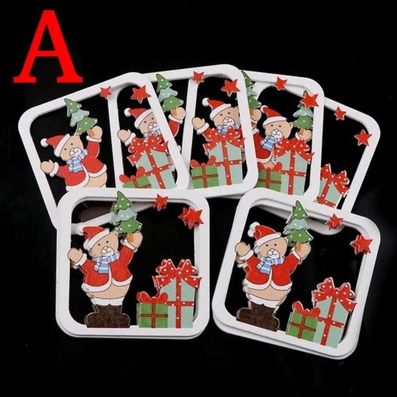 

10 шт./компл. деревянные самодельные рождественские елочные подвесные украшения колокольчики Санта-Клаус новогодний декор рождественские украшения для дома