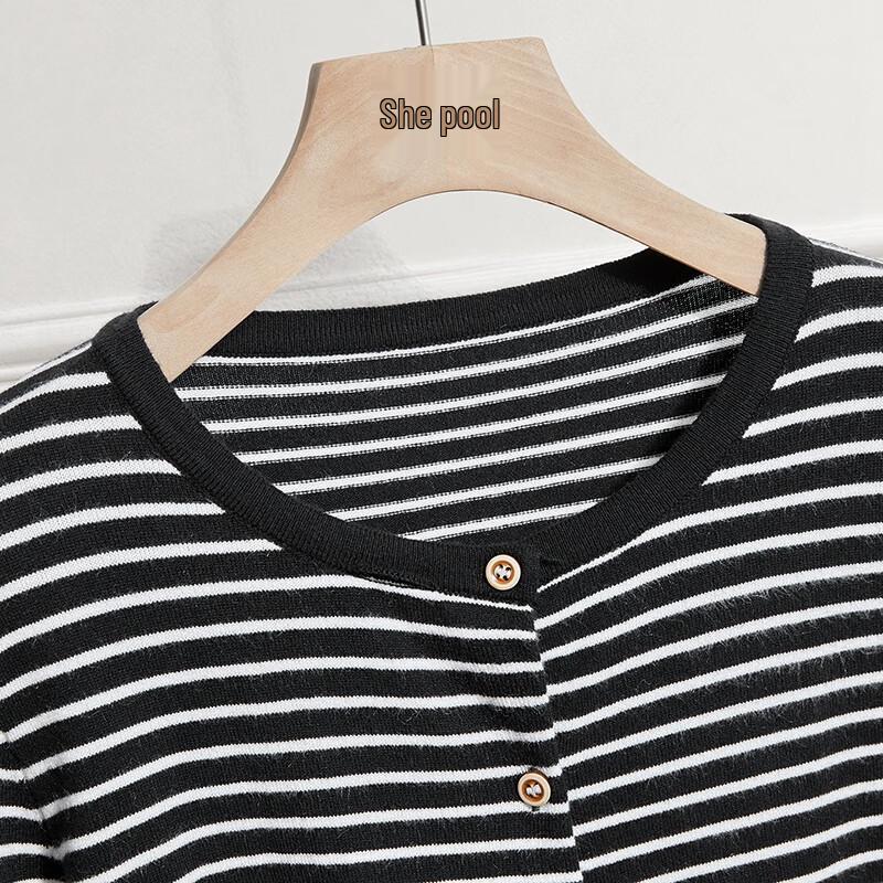 Tachi Women's Fine Stripe Knit Cardigan