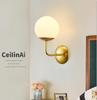 European style glass ball bedside wall lamp gold black swing arm wall lamp bedside room bedroom living room wall decoration art