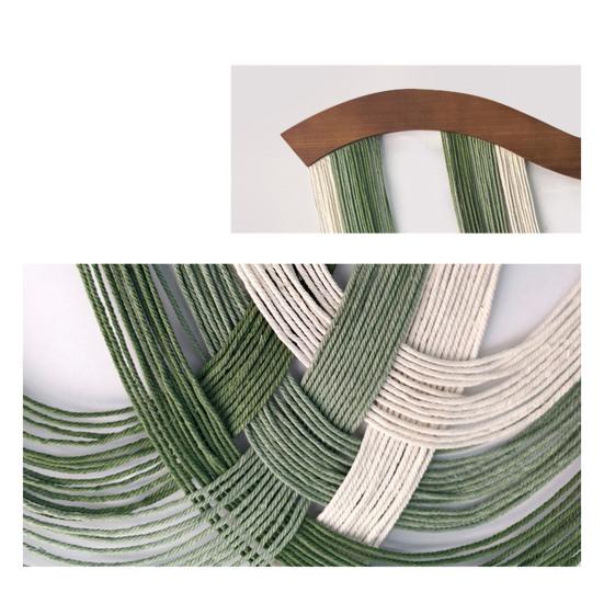 Handmade Bohemian Hanging Tapestry Gradient Green To White Cotton Woven Tassel Tapestry Living Room Bedroom Wall Art Decoration