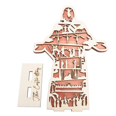 Decorazione Storia di Pasqua Ornamento Figura in Legno Decorazione da Tavolo di Pasqua Artigianato per Casa Tavolo Ufficio