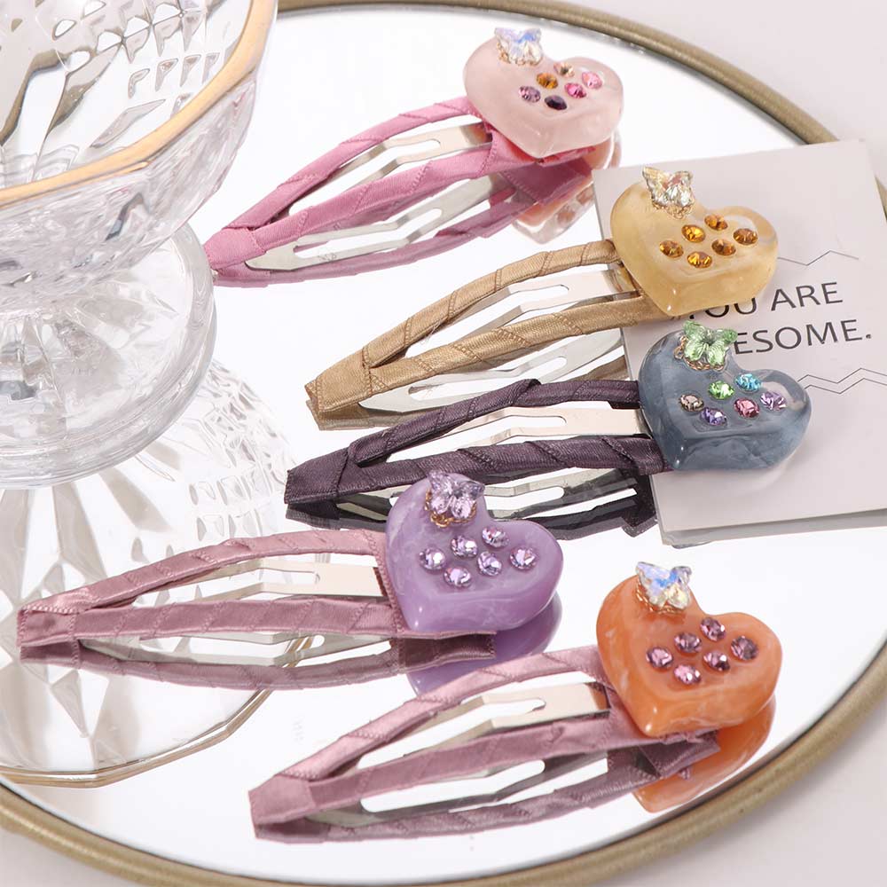 Butterfly Acetate Hairpin Bangs Clip Heart Hair Clip Sweet Rhinestones Hairpin  Kids