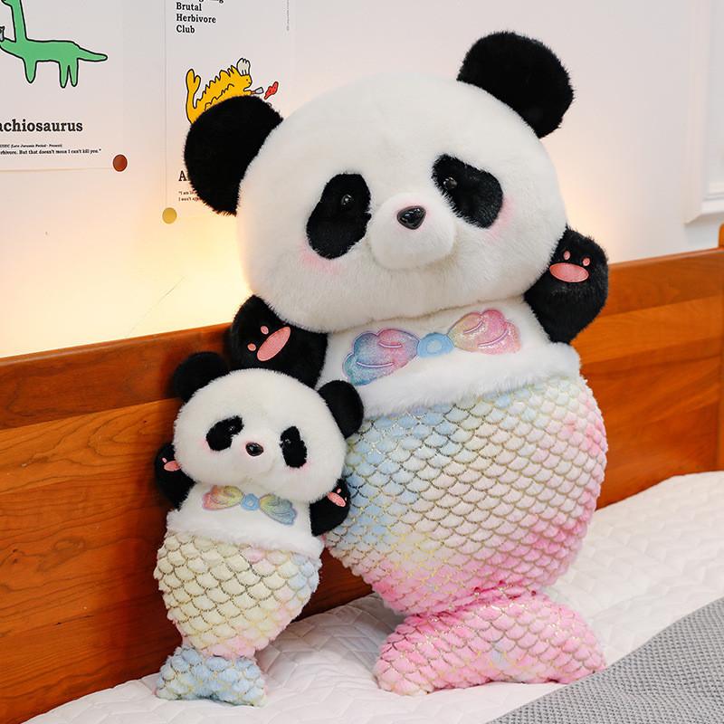 Panda Turned Mermaid Plush Toy Cute Cartoon Girl Children Birthday Gift Dolls