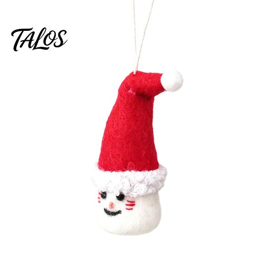 Soft Woolen Decorations for Kids Christmas Felt Ornament, Handmade Wool Santa Candy Cane House Cozy Winter Atmosphere Accents Snowman Hanging Holiday