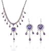 Conjunto de Collar y Pendientes con Corazón de Zirconia de Moda Transfronterizo en Morado Claro