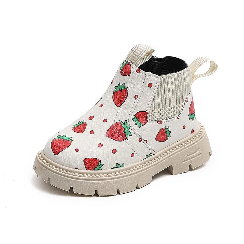 Neue Kinder Knöchelboots Mädchen Bemalt Weiche Sohle Leicht Bequem Rutschfest Koreanischer Stil Kurze Stiefel