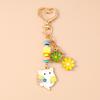 Süßer Emaille Tier Katze Schlüsselanhänger Damen Mädchen Blume Schlüsselring Anhänger für Handtaschen Dekoration DIY Schlüsselanhänger Schmuck Geschenke