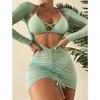 European and American Bikini Three-piece Long Gauze Skirt Strap Swimsuit