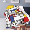 Piet Mondrian Flanelldecke Qualität Superwarm Abstrakte Kunst Bettwäsche Überwürfe Herbst Camping Couch Sessel Ästhetische Tagesdecke