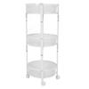 3 Tier Rolling Car Carbon Steel Round Folding Mobile Utility Storage Cart with Lockable Wheels for