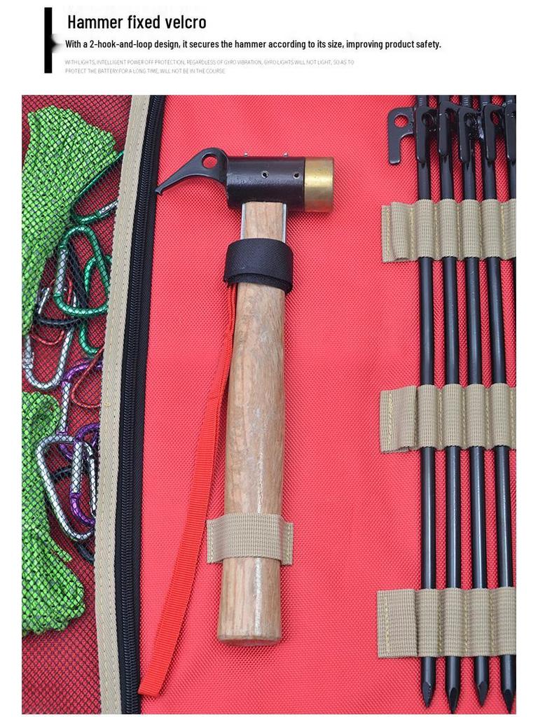 Large Outdoor Tote for Camping Gear: Includes Peg Storage, Tarp, Tent Pegs, and Hammer Kit
