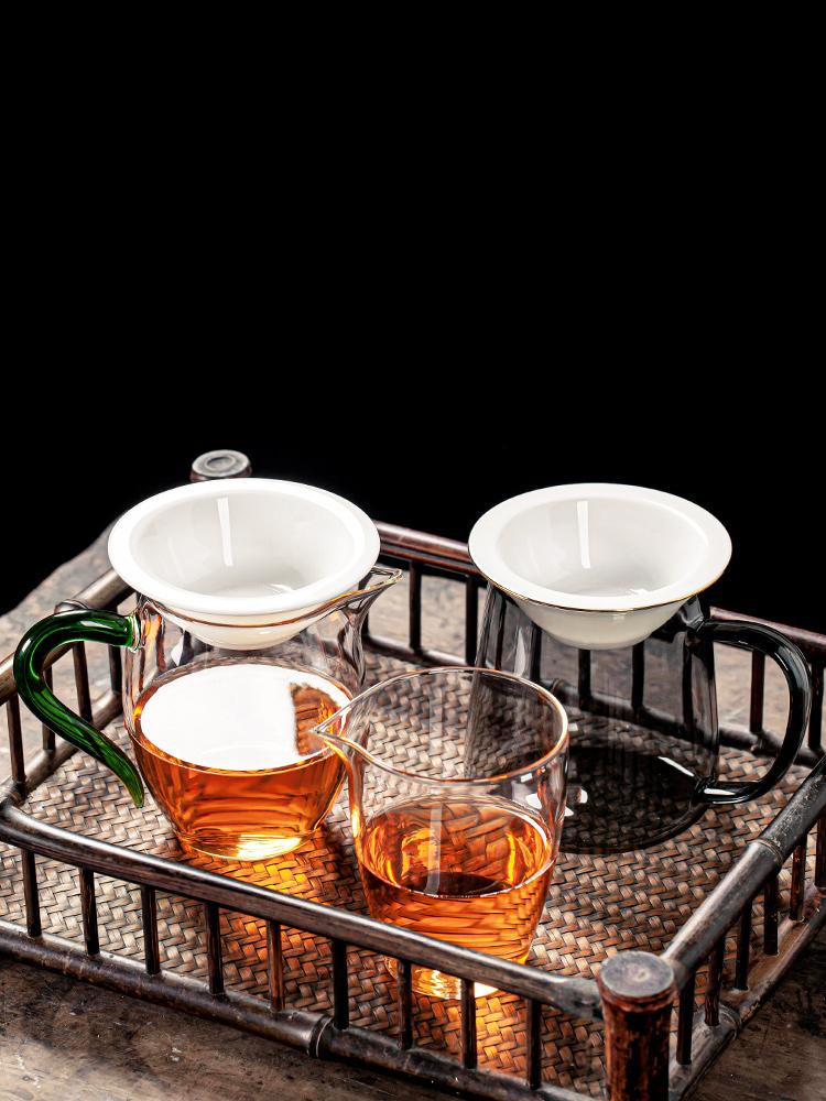 Rundes Teesieb aus weißem Porzellan, Moderne Schlichtheit Haushalt Keramik Tee-Wasser-Trennung, Kreative Glastasse, Teegeschirr