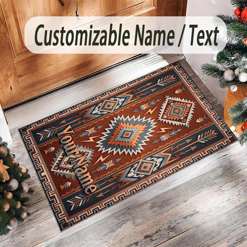 American Patriotic Theme Crystal Velvet Rug Personalized Custom Name Text Soft Floor Mat Home Decor