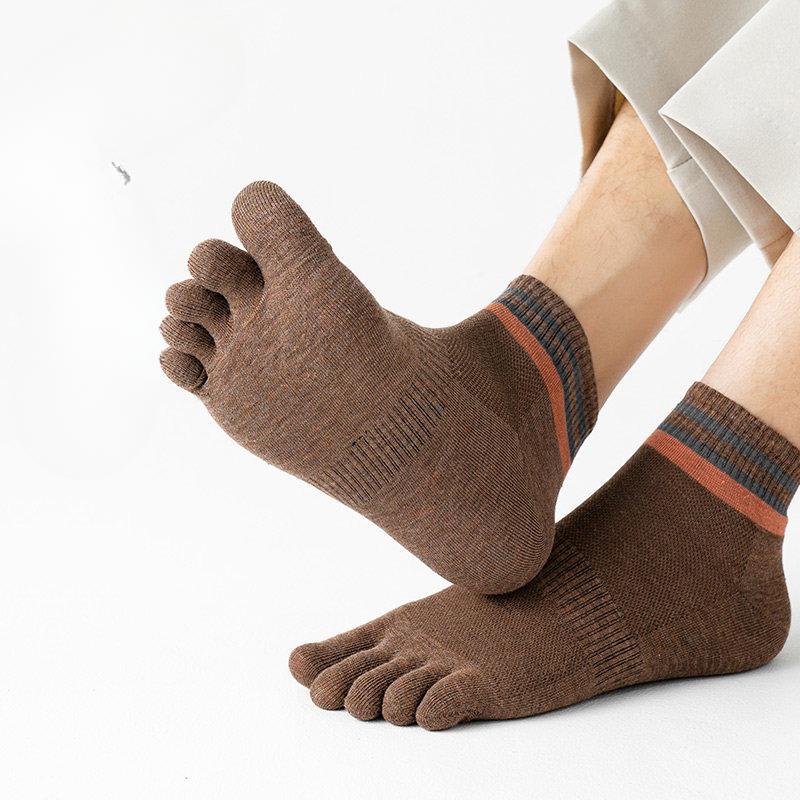 Five-fingered Socks for Men, Spring, Autumn and Summer, Thin Summer Short Cotton Socks, Mesh Sports Split-toe Socks, Mid-calf Socks