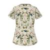 Women's Printed Work Clothes, Sloping Collar And Double Layer Pockets, Basic Top Pullover