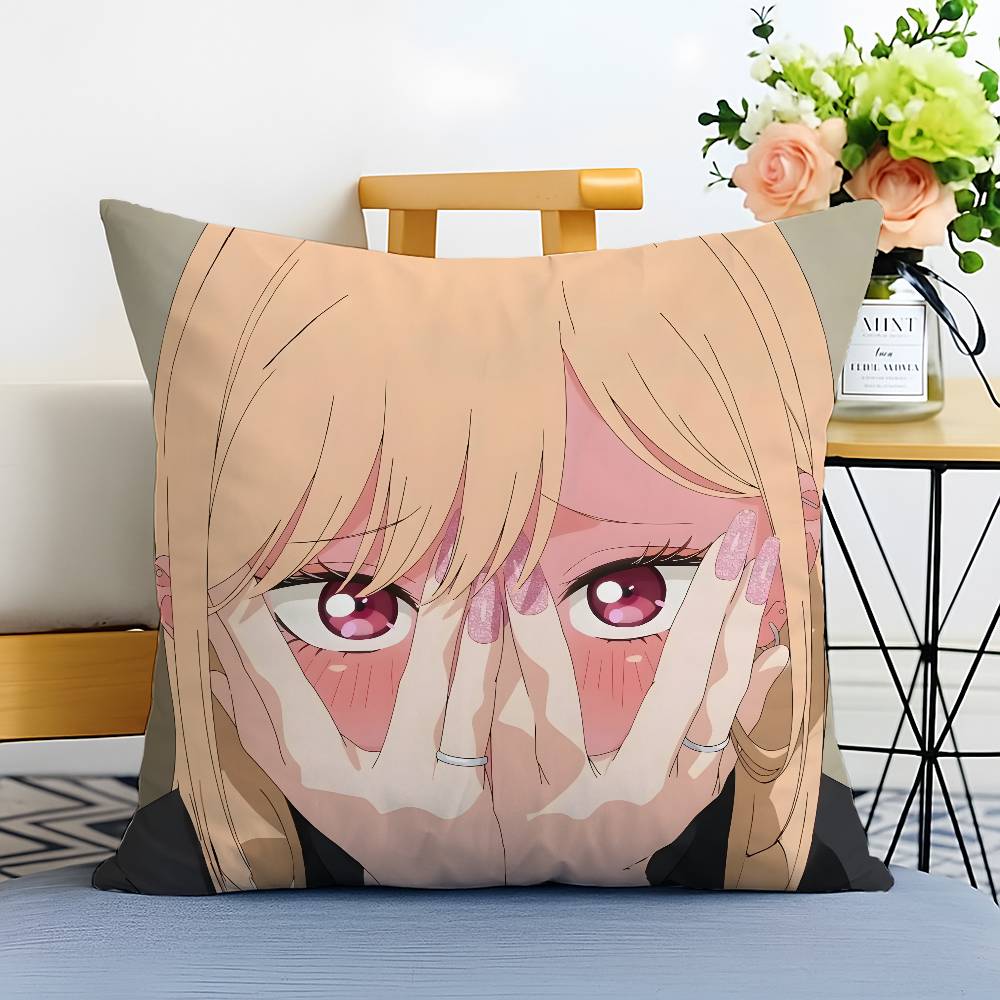 My Dress-Up Darling M-Marin Kitagawa Pillow Case Anti-dustmite Pillowcase Invisible Zipper Silky Short Plush Sofa Cushion Cover