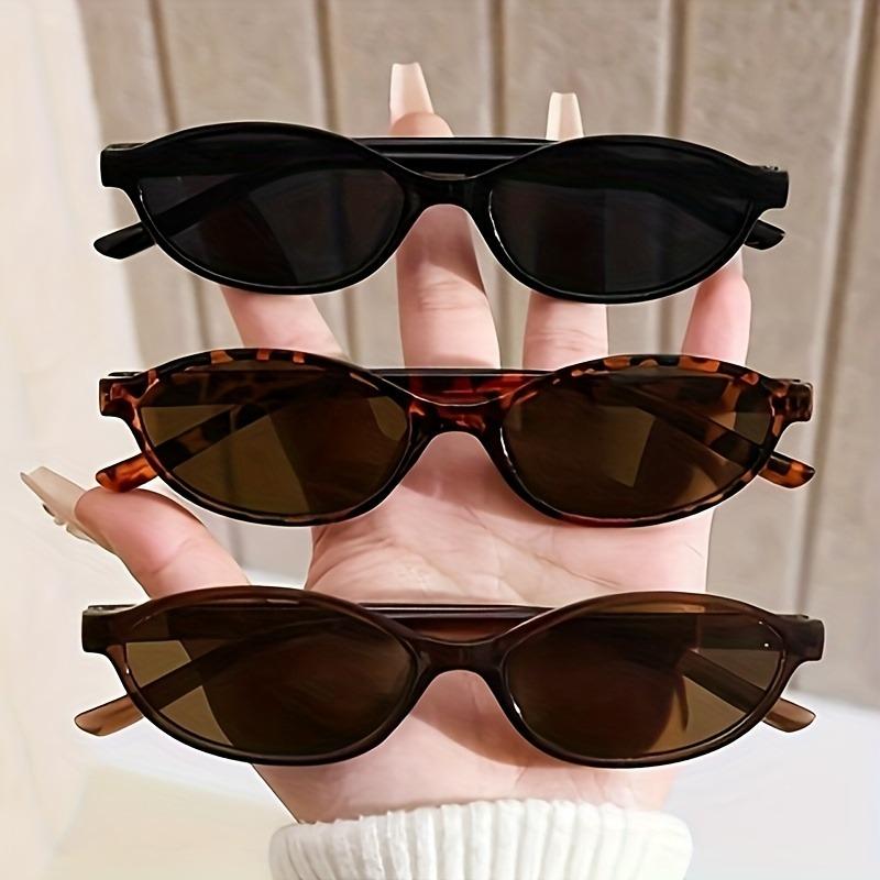 

3pcs New Fashion Small Frame Oval Anti Light Glasses Female Simple Style UV400 Glasses Colorful Lens Shades