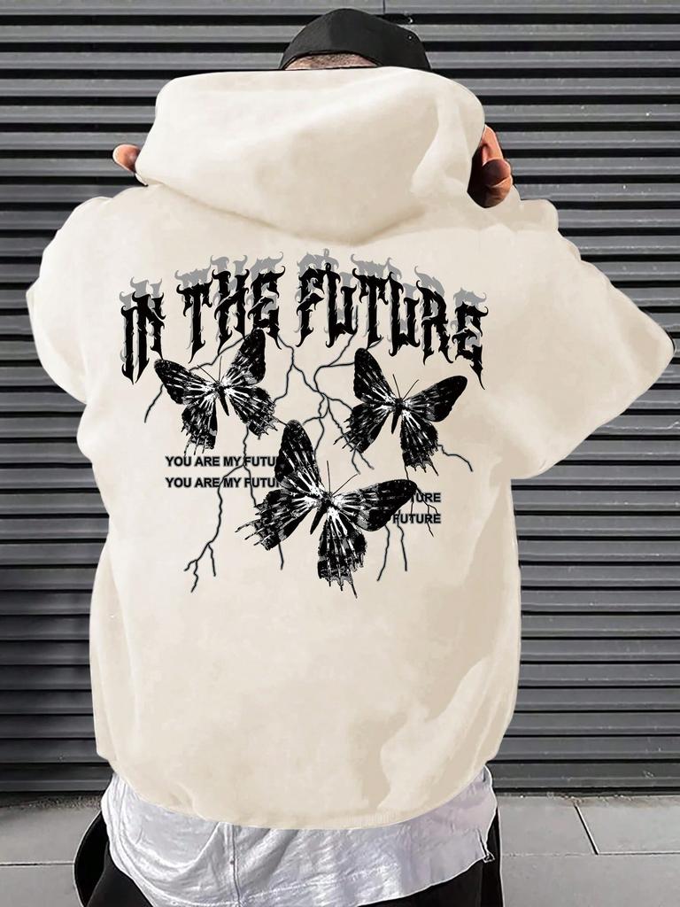 In The Future Dark Black Butterfly Creative Design Hoodie For Male Hip Hop Fleece Hoody All-Match Fashion Streetwear Pocket Tops