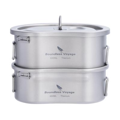 Boundless Voyage Titanium Rice with Folding for Outdoor 600ml 300ml Ti2046C Cooker, Rust-Resistant, Military-Style, Handle, Camping, BBQs, + Capacity,