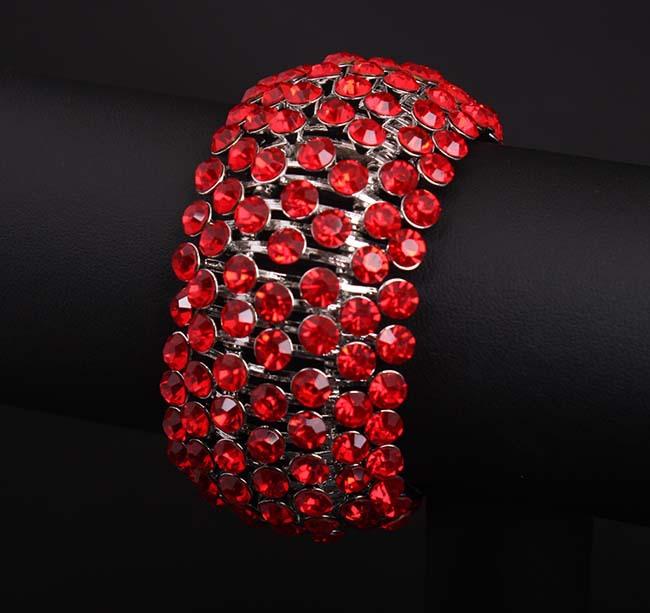 Exaggerated, Super Flash Full Diamond Metal Elastic Wide Bracelet Bracelet Female Big-Name Jewelry