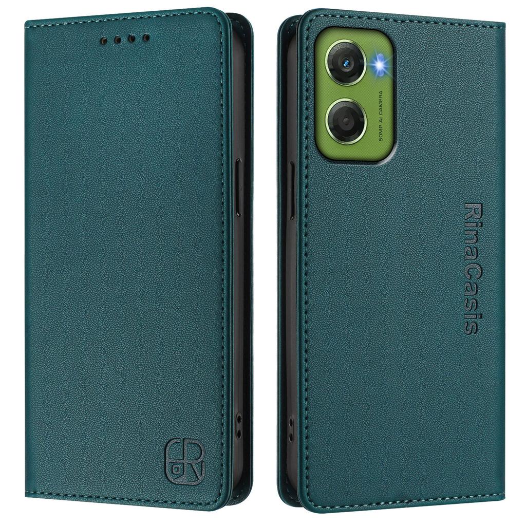 Für Motorola Moto G06 4G Lederhülle RINACASIS RC01 Handyhülle mit RFID-Blockierung Geldbörse Ständer