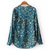 Women Casual Long Sleeve V-neck Floral Print Shirt Chiffon Blouse Irregular Top