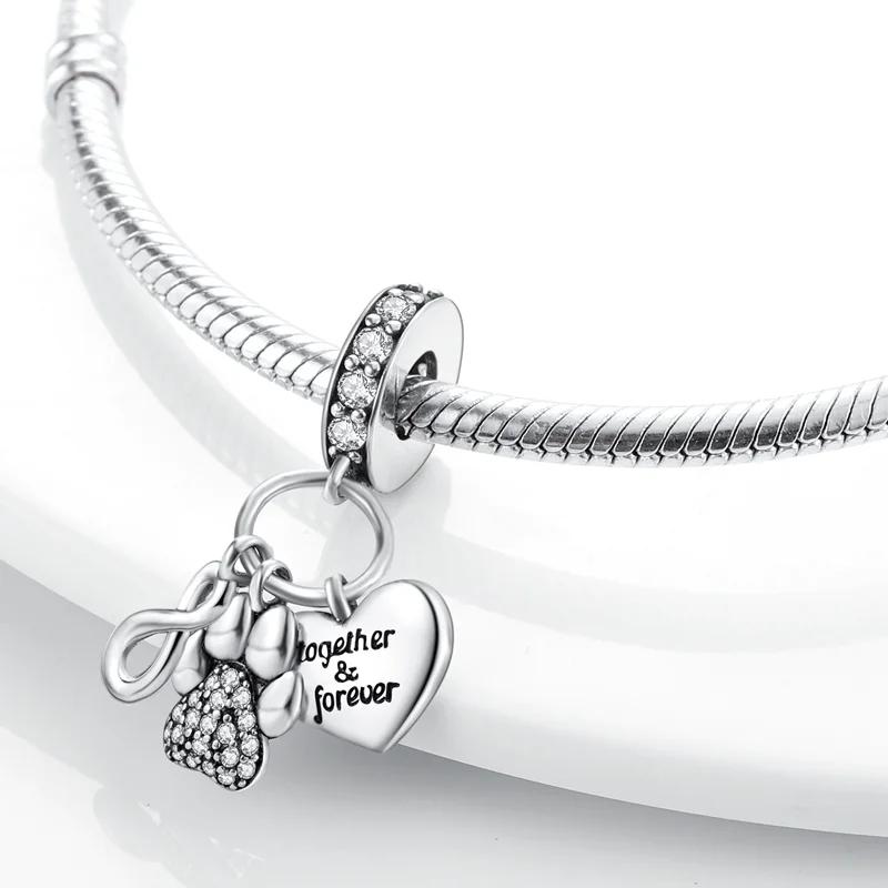 Charms Coppereternal Symbol Cute Claw Heart Beads Fit Charms Plataoriginal Bracelet Beads Women Jewellery Making