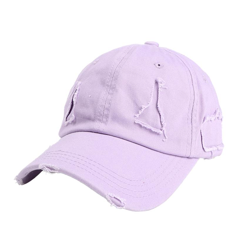 American Retro Distressed Soft Top Frayed Ripped Baseball Caps Customizable Embroidered Washed Cotton Outdoor Baseball Cap 56-60CM фиолетовый