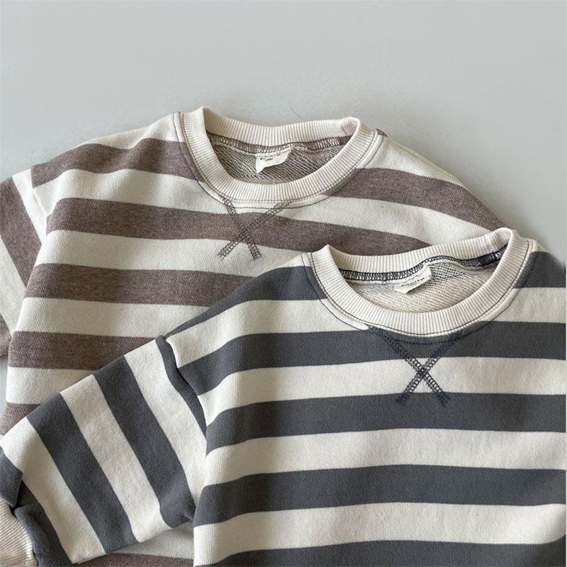 Korean Baby Cotton Striped Sweater Jumpsuit - Spring/Autumn Unisex Long Romper