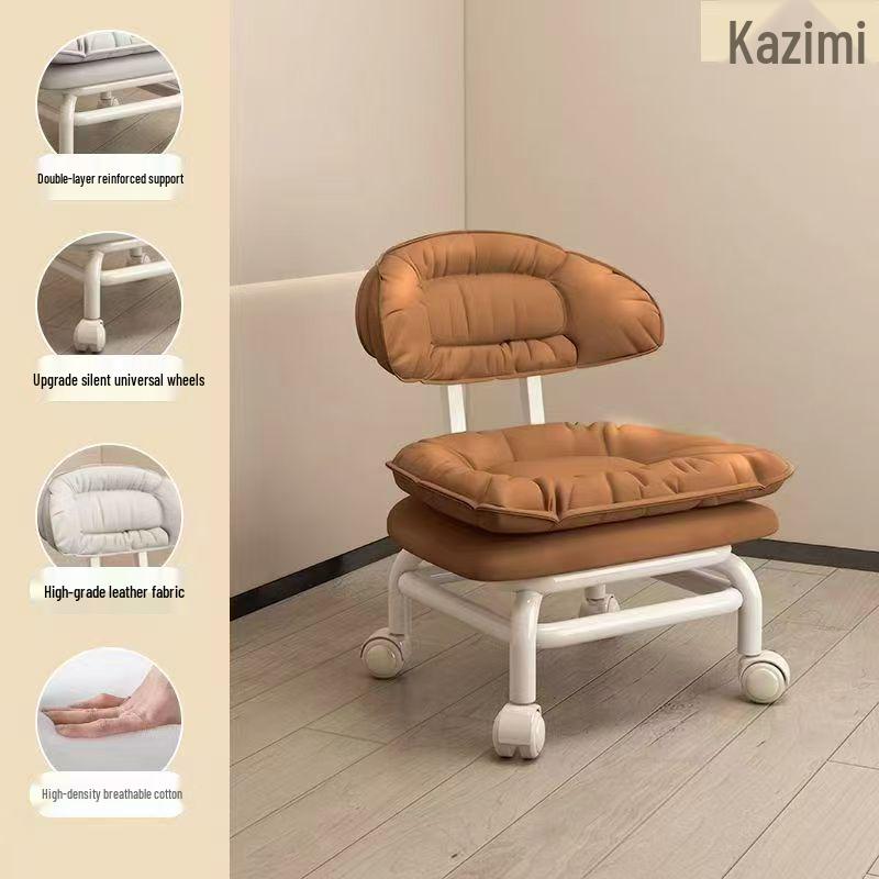 Multi-Functional Soft Padded Chair with Casters: Universal Sofa Chair, Small Stool, and Shoe Changing Seat.
