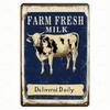 Retro Farm Milk Metal Sign  Cow Decor Daily Delivery Wall Art for Café or Kitchen  Vintage Dairy Lovers Sign  Gift for Mil