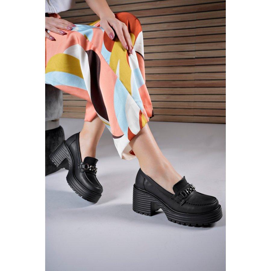 Women Platform Heeled Loafer Shoes