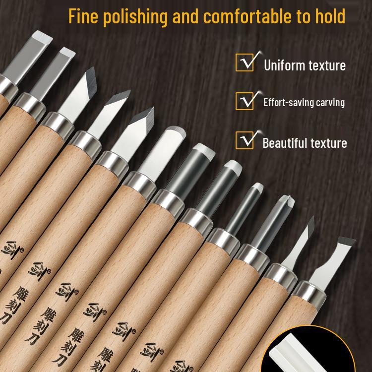 

Набір інструментів для різьблення по дереву та штампування тесляра 3-piece Beech Handle Set