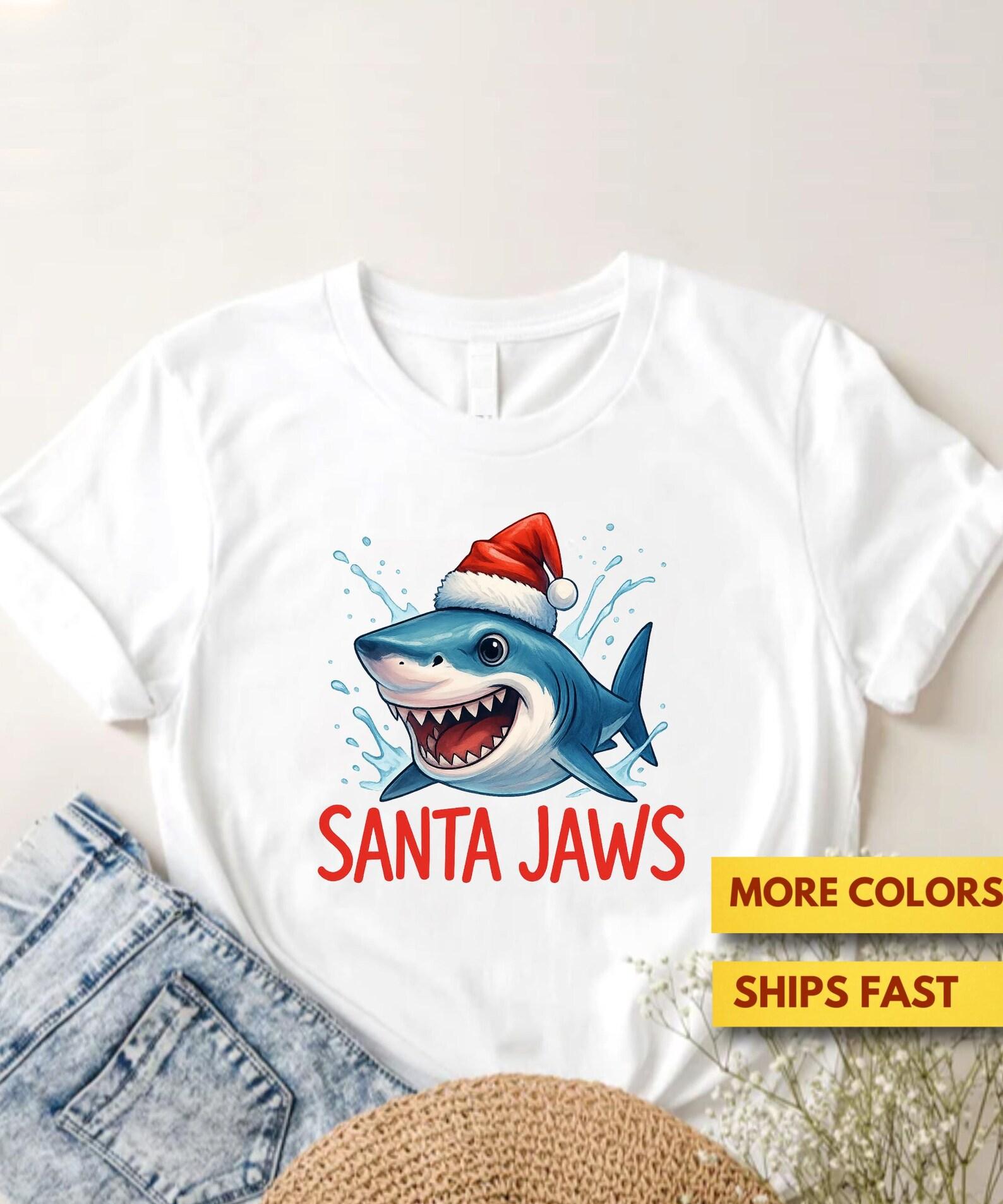 Santa Jaws Shirt, Santa Jaws Pun Quote Christmas Shark Cartoon ArT shirt, Funny Jaws Movie Christmas Shark GifT shirt, Ultra Soft Tee 3XL