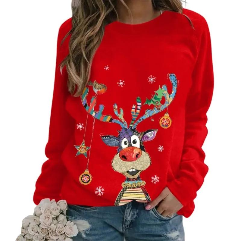 Simple and Fashionable Women's Clothing Round Neck Long Sleeve 3D Color Printing Summer Hooded Sweater