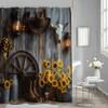Western Cowboy Shower Curtain Farmhouse Barn Door Southwest Country Ranch Cowboy Boots Floral Rustic Southwestern Theme Bathroom