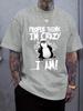 Adult Mens Summer Cartoon Humorous Penguin Print Tshirt Casual Wear 100 Cotton Breathable Comfortable Soft Loose Fit Fashion