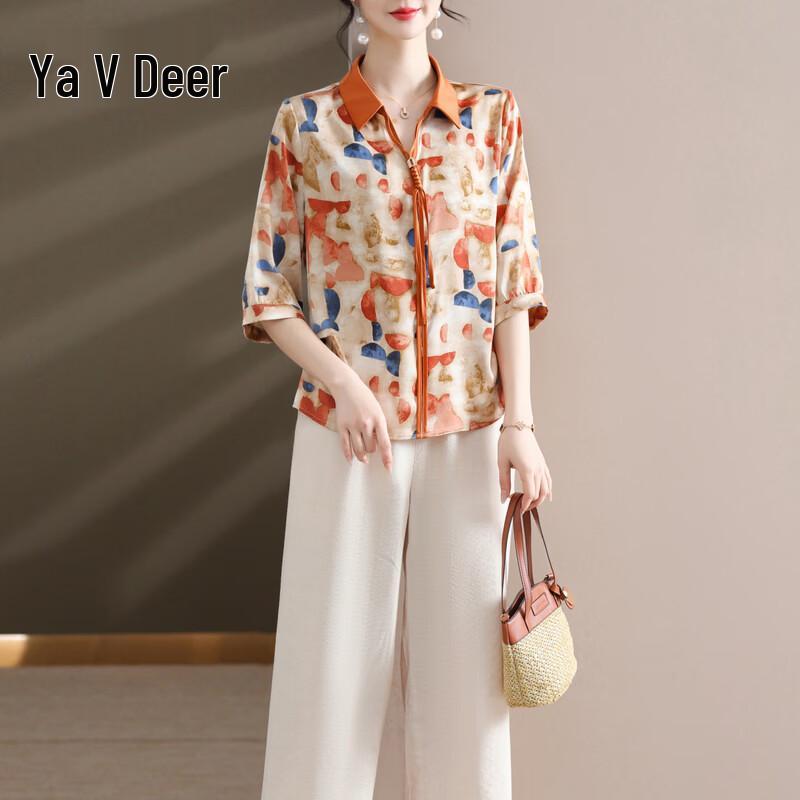 Yalu New Chinese Style Chiffon Short Sleeve Top XL