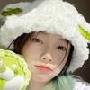 Fisherman's Hat for Women's New Autumn and Winter White Warm Lamb Plush Hat for Winter Plush Cute and Sweet