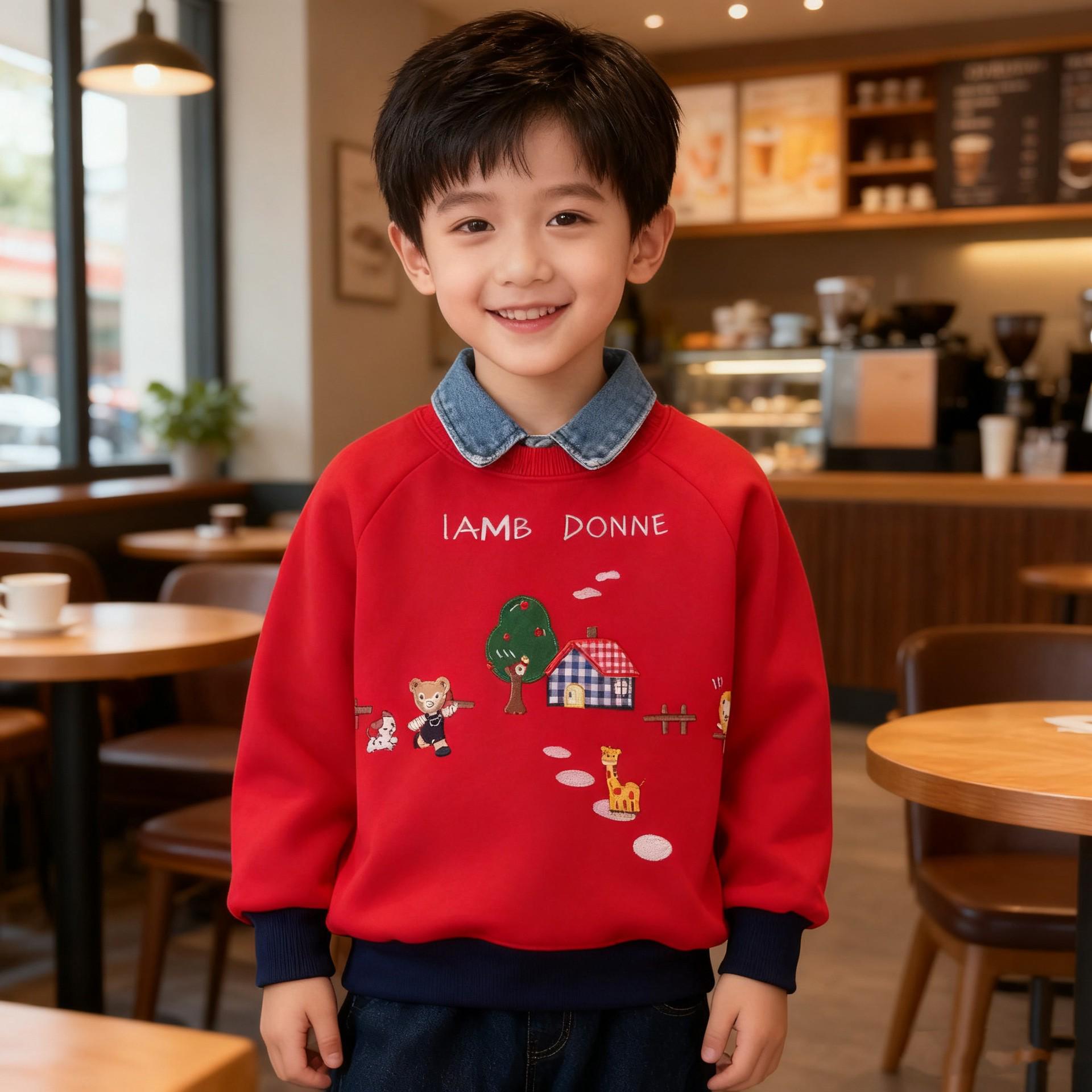

Red Velvet Plus Hoodie: Thick, Warm Pullover for Toddlers & Kids - Winter New Year Style 120 cm