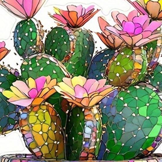 Acrylic Potted Cactus Hanging Decoration, Stained Glass Cactus Flower Suncatcher, Door Window Hanging Ornament for Indoor Outdoor