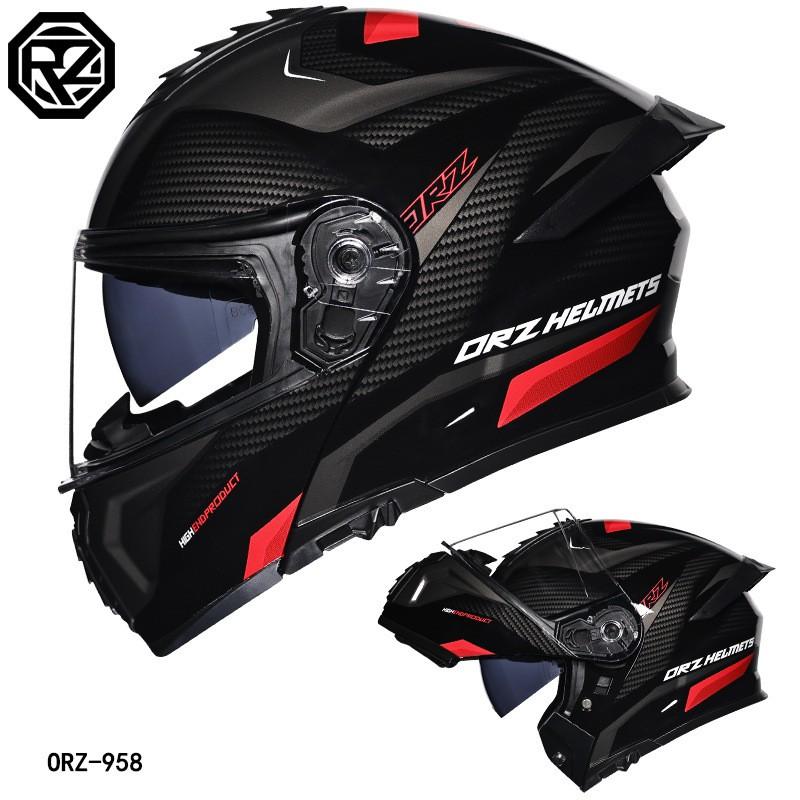 Orz Motorcycle Modular Helmet Dual Visor With Spoiler Full Face Open Men Women All Season Bluetooth Ready